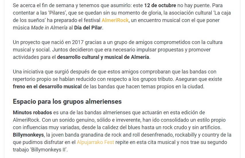 AlmeriRock en medios de comunicación Almería is different
