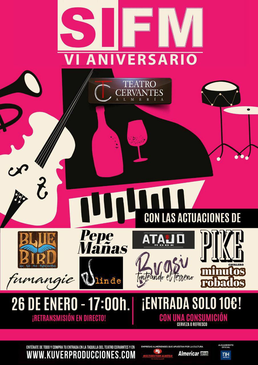 cartel IV aniversario Sí FM Minutos robados Teatro Cervantes